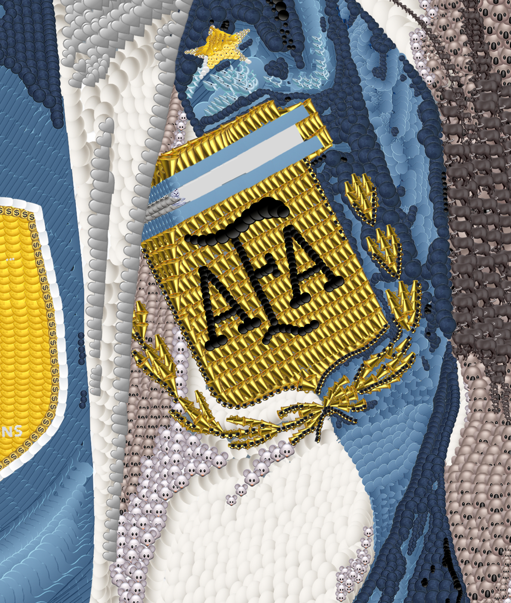 Close-up of the AFA badge made from emojis